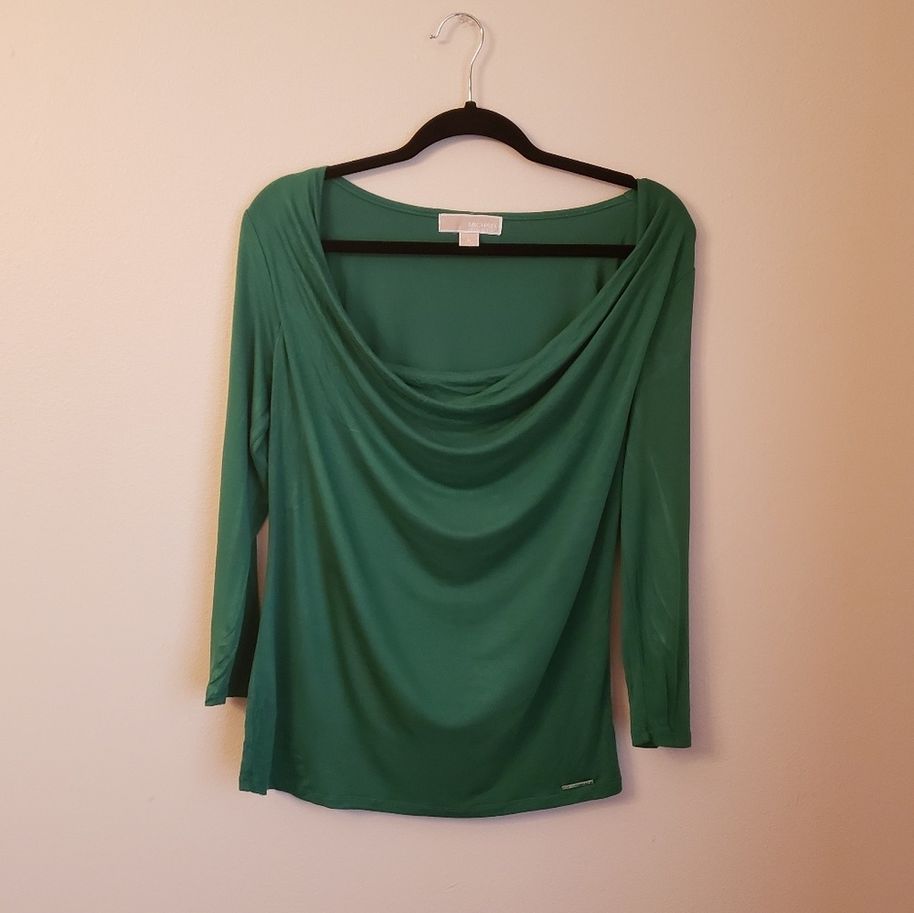Michael Kors | Green Long Sleeve Scoop Neck Blouse